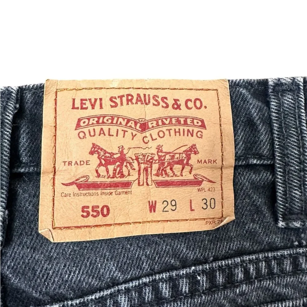 Vintage Levi’s 550 Made in Canada Men's Black Washed Straight-Leg Jeans W29 L30